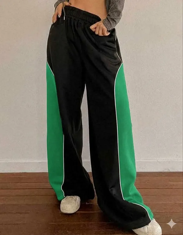 Green_&_Black_Premium_Colourblocked_Relaxed_Fit_Trousers_For_Women