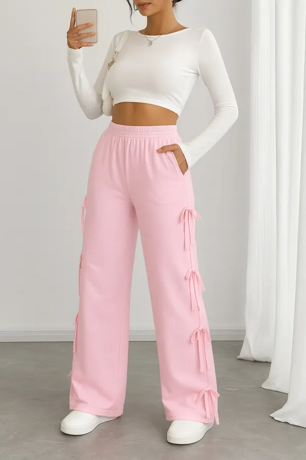 Pink_Premium_Bow-Detail_Trousers_For_Women