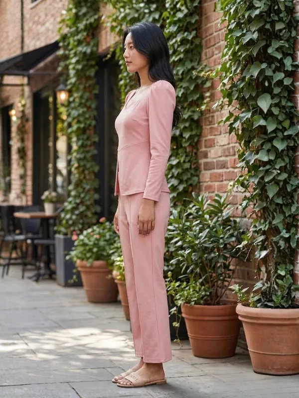 Pink_Solid_Peplum_Top_With_Trouser_For_Women