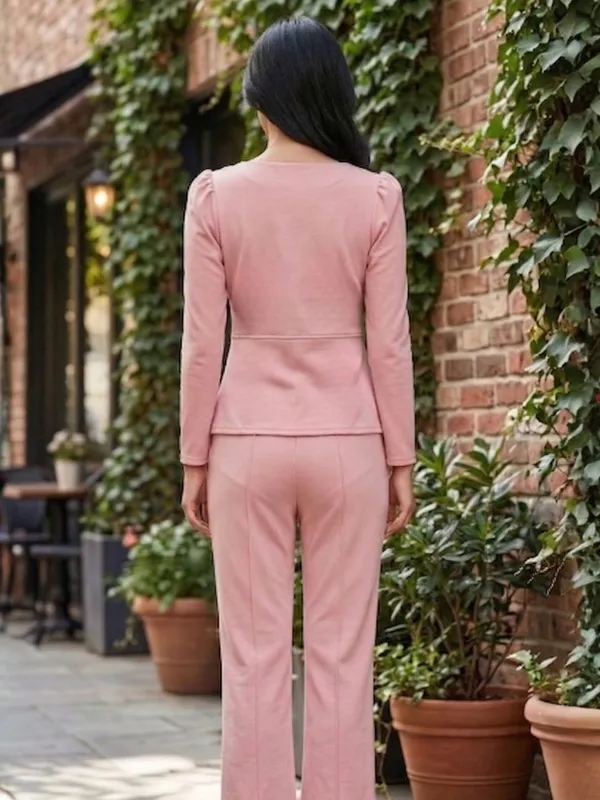 Pink_Solid_Peplum_Top_With_Trouser_For_Women