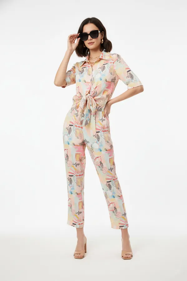 Pink_&_Yellow_Printed_Shirt_With_Trouser_For_Women