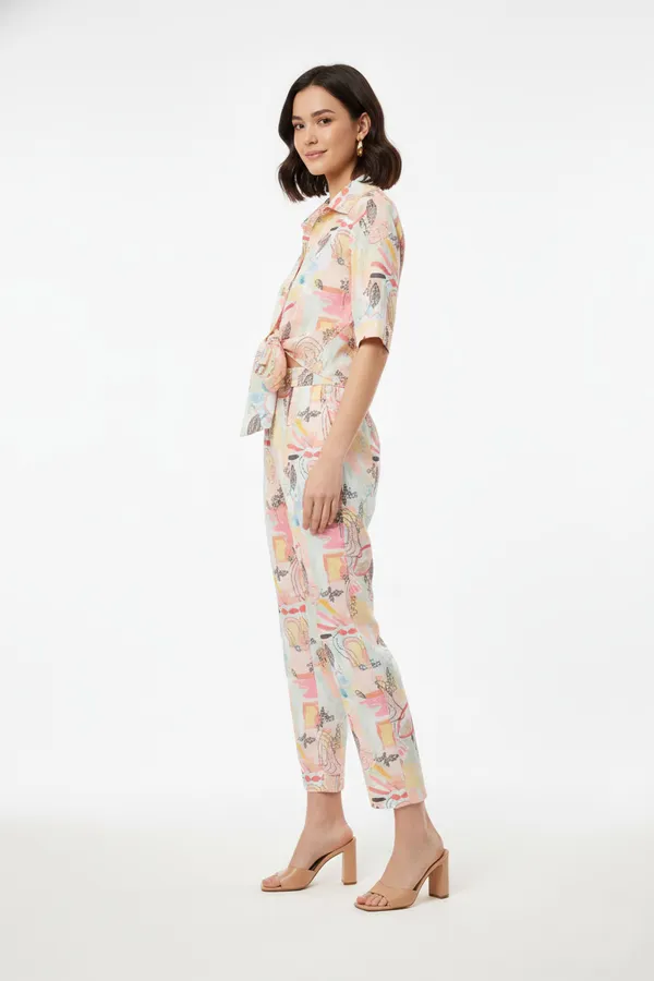 Pink_&_Yellow_Printed_Shirt_With_Trouser_For_Women