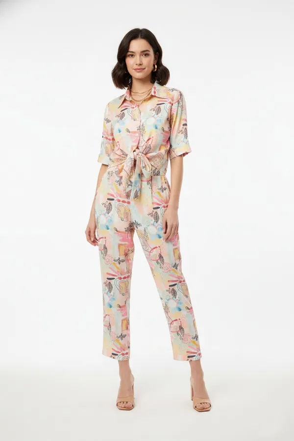 Pink_&_Yellow_Printed_Shirt_With_Trouser_For_Women