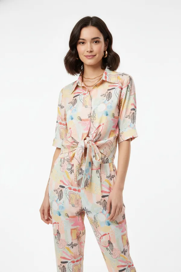 Pink_&_Yellow_Printed_Shirt_With_Trouser_For_Women