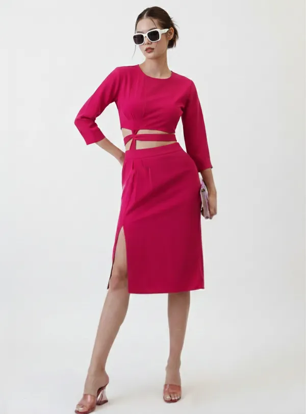 Fuchsia_Top_With_Skirt_Co-Ord_Set_For_Women