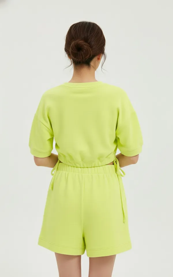 Green_Round_Neck_Top_And_Shorts_Co-Ord_Set_For_Women