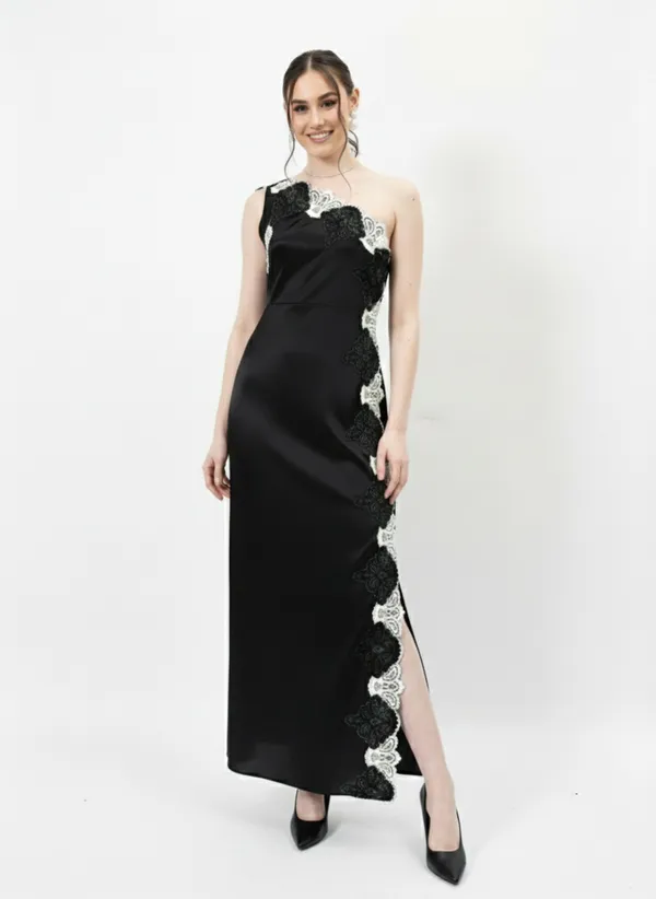 Black_One_Shoulder_Embroidered_Tie-Up_Satin_Dress