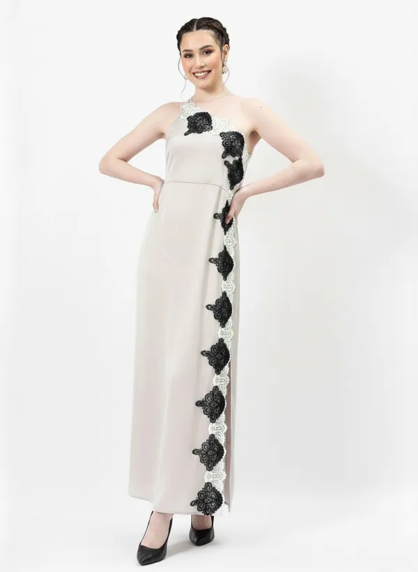 Silver_One_Shoulder_Embroidered_Tie-Up_Satin_Dress