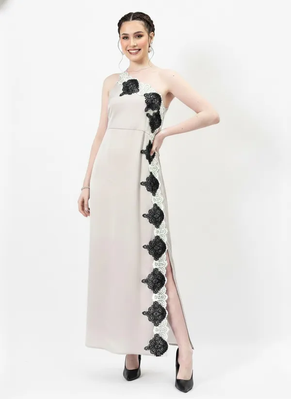 Silver_One_Shoulder_Embroidered_Tie-Up_Satin_Dress