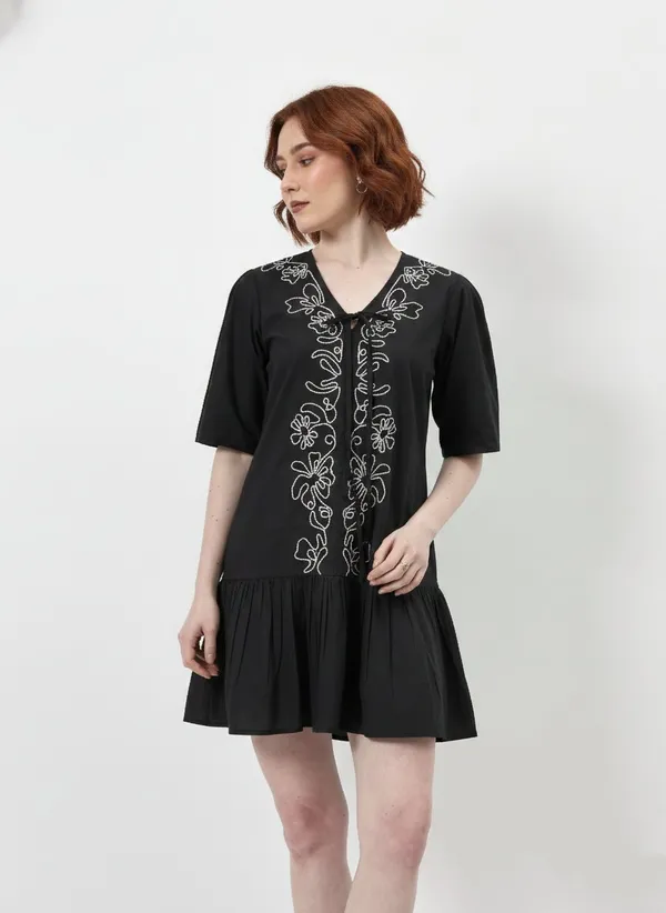 Black_Pure_Cotton_Embroidered_Dress