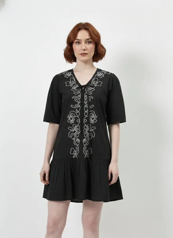 Black_Pure_Cotton_Embroidered_Dress