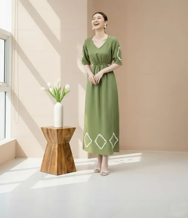 Green_Cut_Out_Embroidered_Maxi_Dress_For_Women
