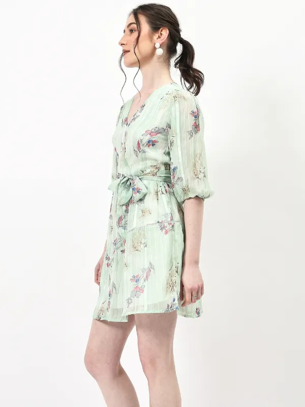 Green_Georgette_Floral_Dress