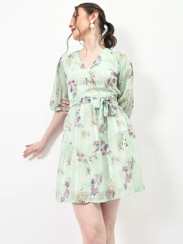 Green_Georgette_Floral_Dress