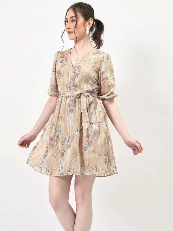 Peach_Georgette_Floral_Dress