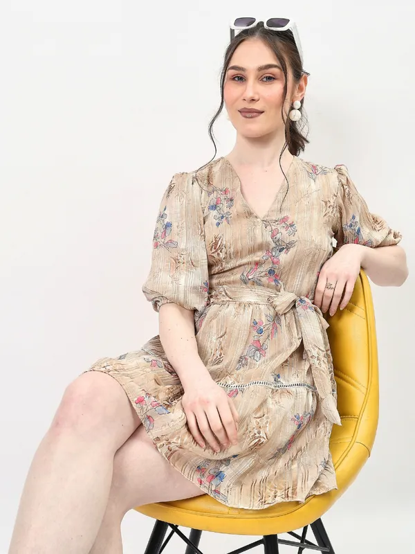 Peach_Georgette_Floral_Dress