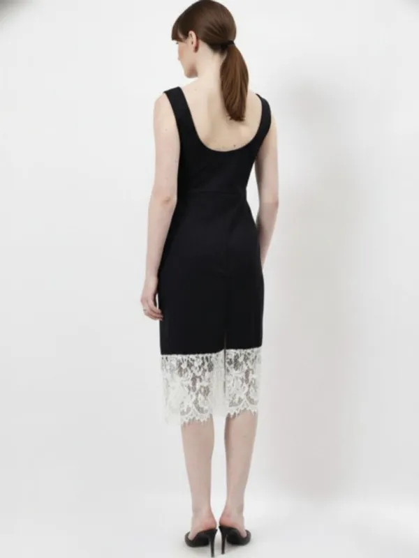 Black_V-Neck_Lace_Bodycon_Midi_Dress_For_Women