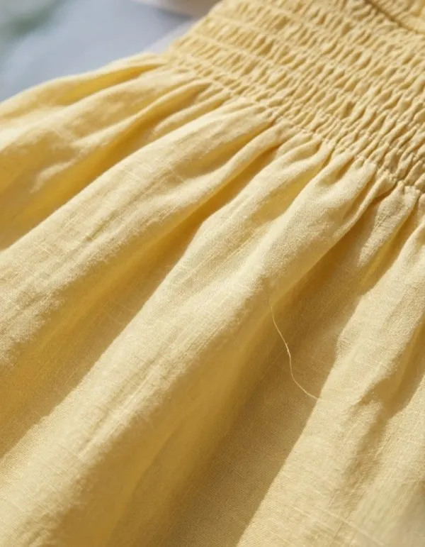 Yellow_Square_Neck_Smocked_Cotton_Dress