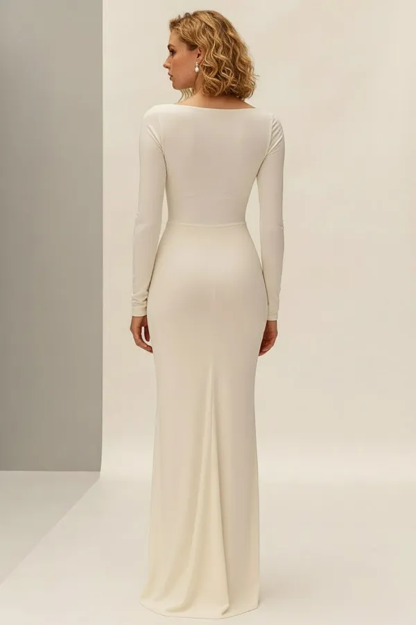 White_Premium_Draped_Solid_Maxi_Dress_For_Women