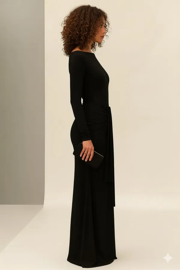 Black_Premium_Draped_Solid_Maxi_Dress_For_Women