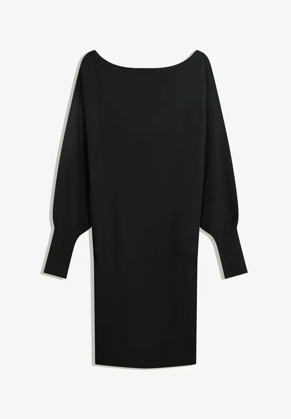 Black_Premium_Off-Shoulder_Sweater_Dress_For_Women