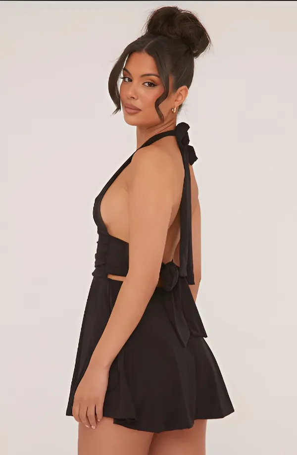 Black_Premium_Halter_Neck_Short_Dress_For_Women