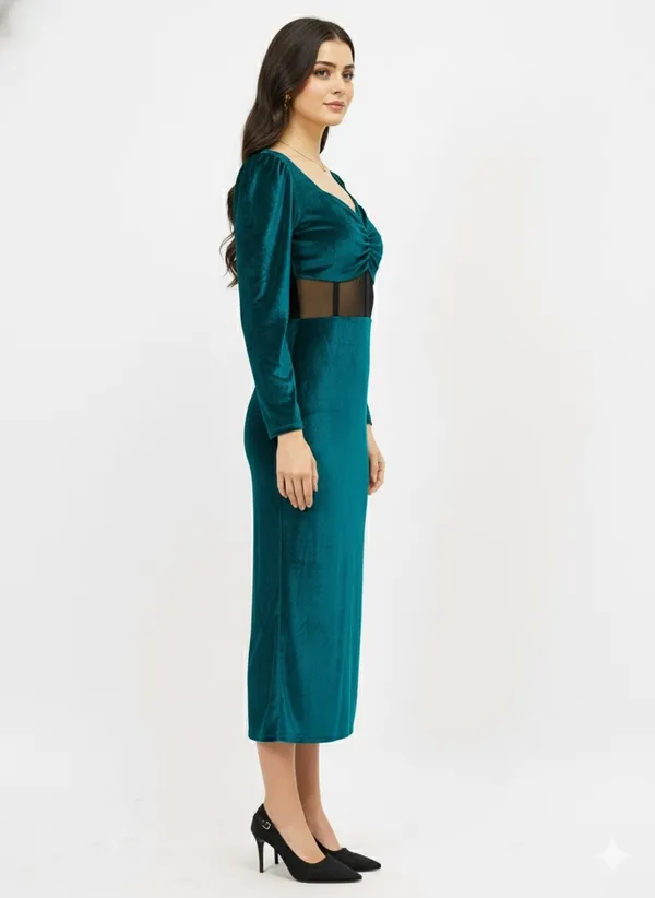 Teal_Premium_Dress__Solid_Midi_Dress_For_Women
