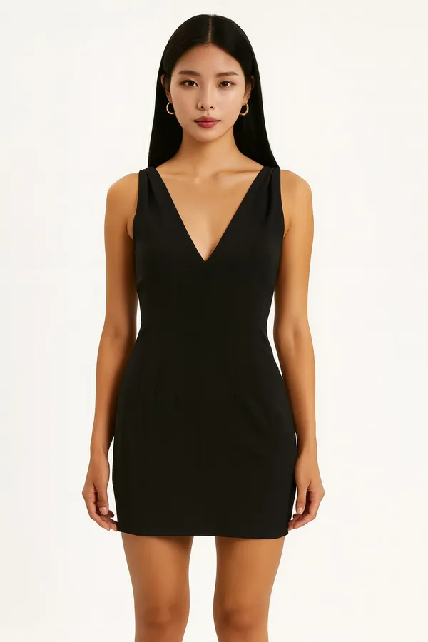 Black_V-Neck_Bodycon_Dress_For_Women