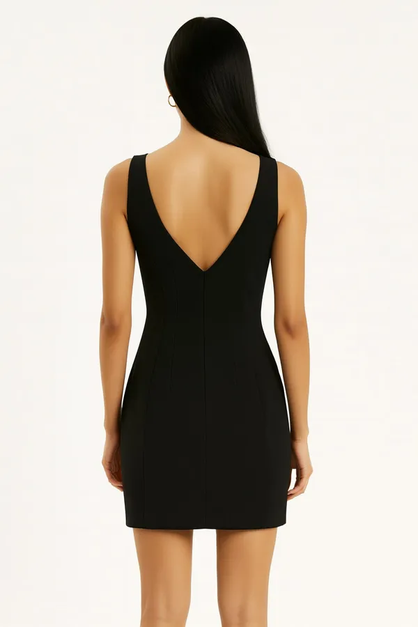 Black_V-Neck_Bodycon_Dress_For_Women