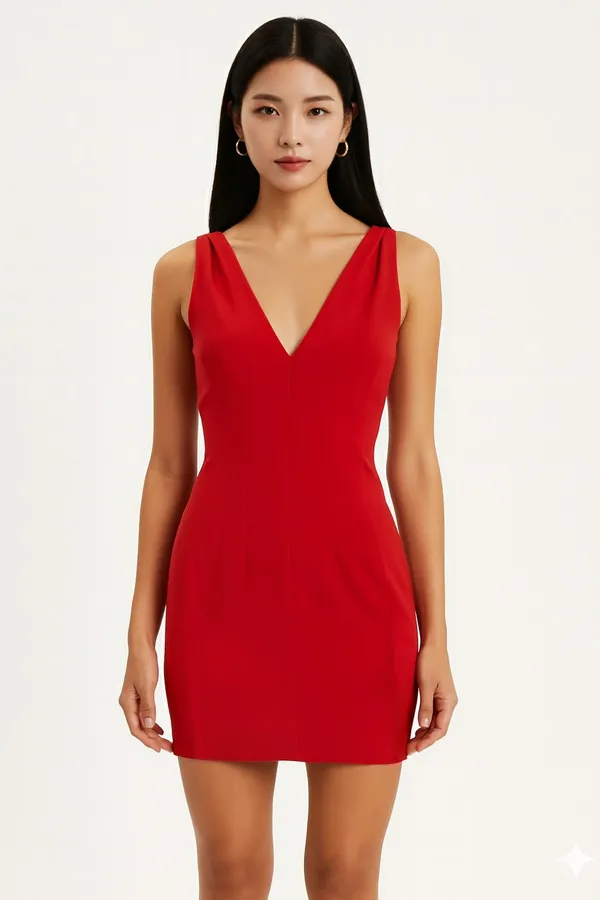 Red_V-Neck_Bodyocn_Dress_For_Women