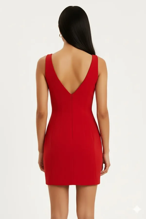 Red_V-Neck_Bodyocn_Dress_For_Women