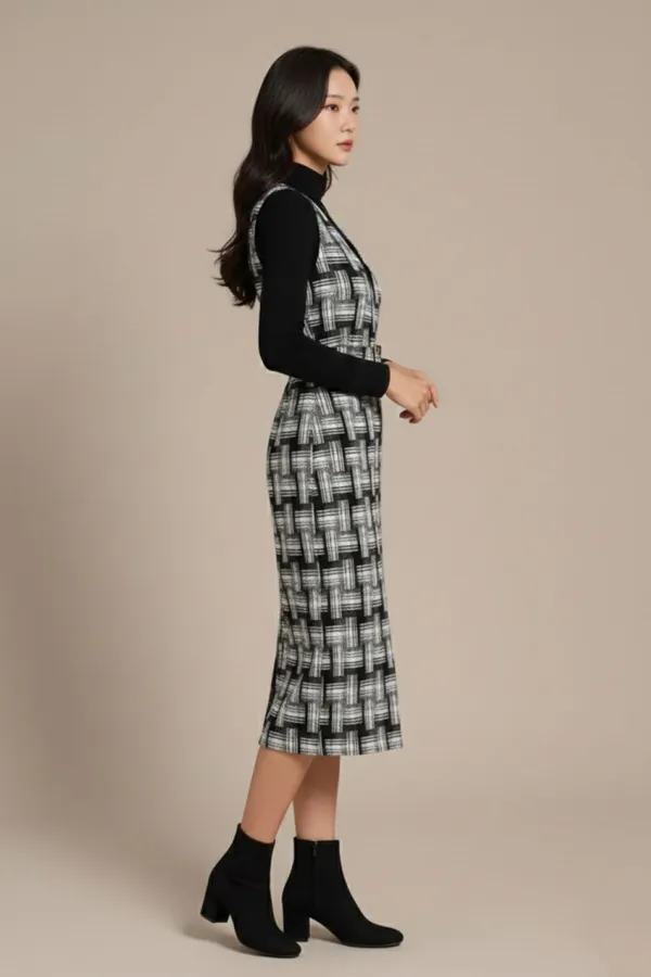 Black_&_White_Tweed__Dress_For_Women