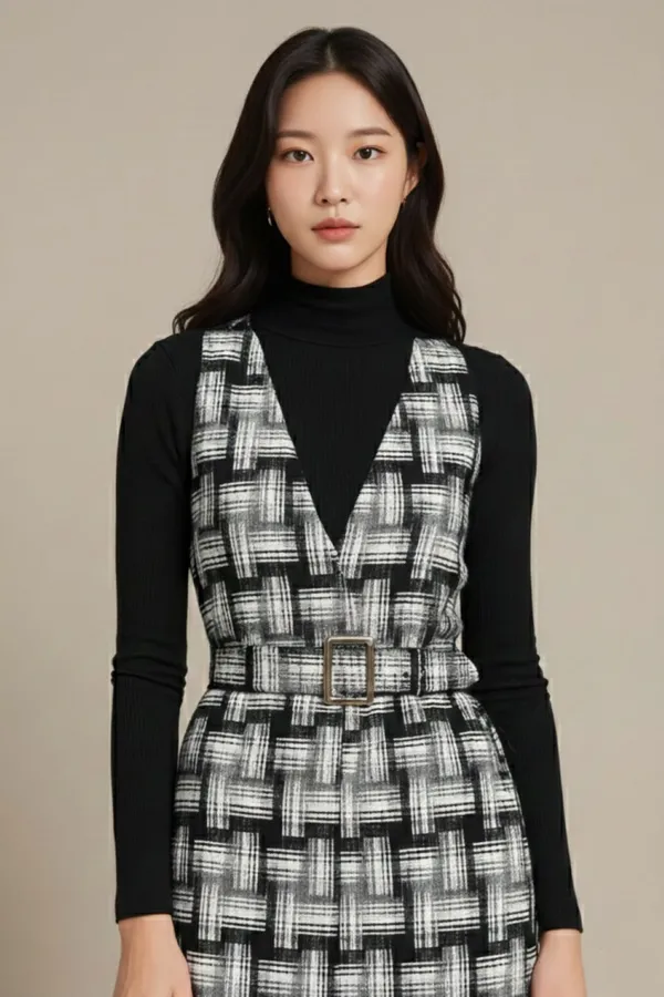 Black_&_White_Tweed__Dress_For_Women