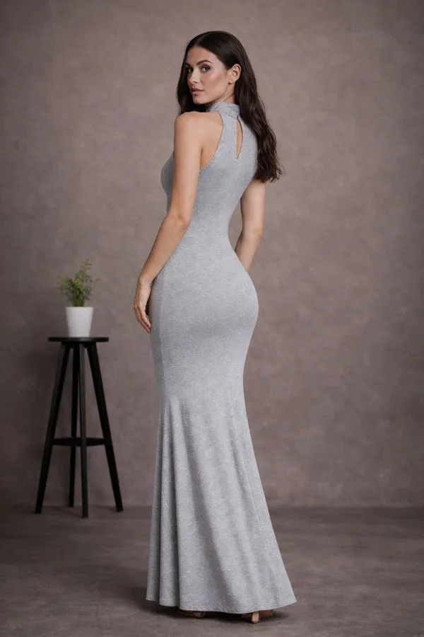 Grey_Halter_Neck_Mermaid_Gown
