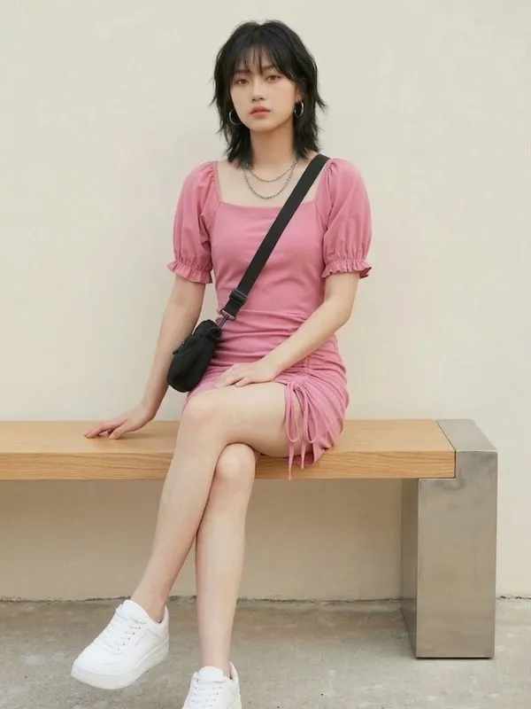 Pink_Solid_Sheath_Dress_For_Women