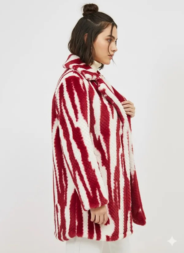 Red_Premium_Fur_Striped_Overcoat_For_Women