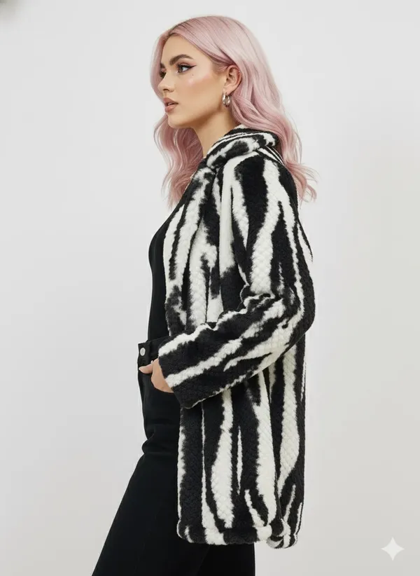 Black_Premium_Fur_Striped_Overcoat_For_Women