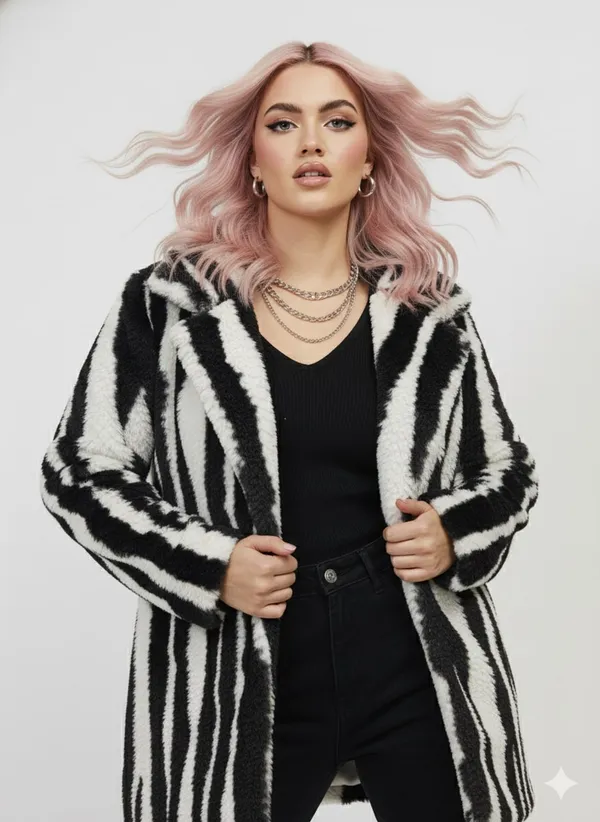 Black_Premium_Fur_Striped_Overcoat_For_Women