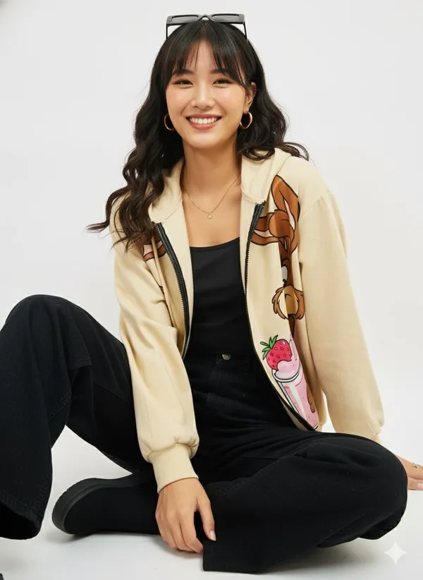 Beige_Premium_Rabbit_Printed_Jacket_For_Women