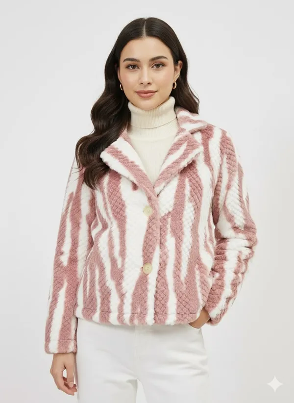 Pink_Premium_Fur_Single_Breasted_Coat_For_Women