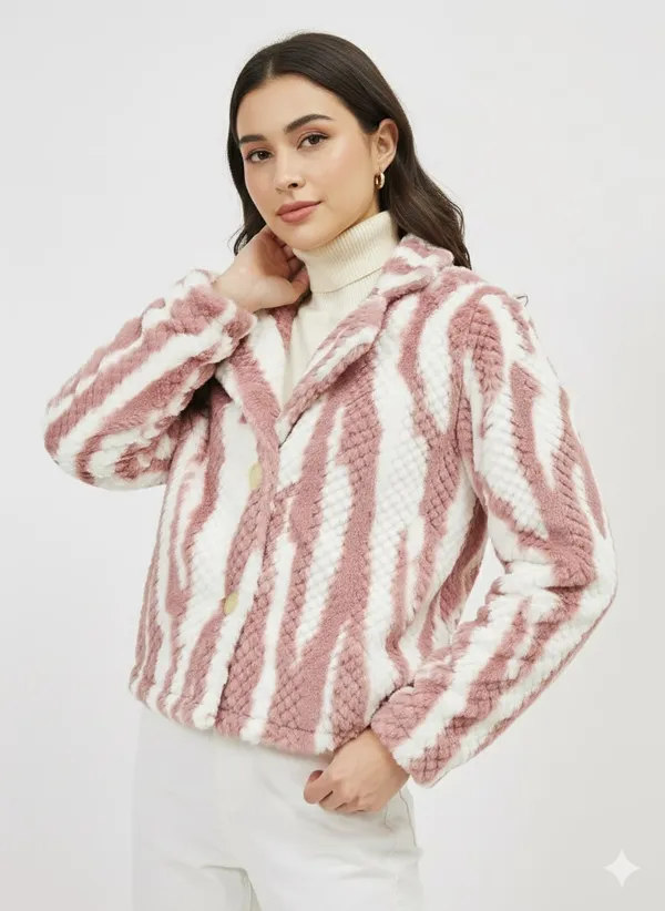 Pink_Premium_Fur_Single_Breasted_Coat_For_Women