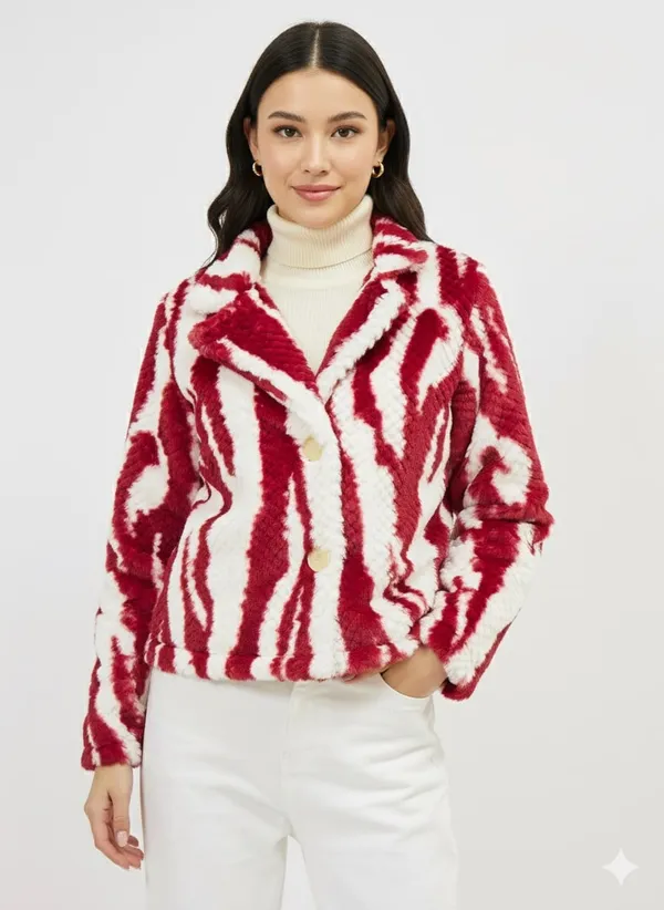 Red_Premium_Fur_Single_Breasted_Coat_For_Women