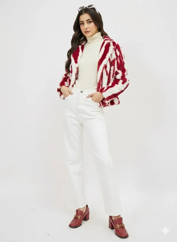 Red_Premium_Fur_Single_Breasted_Coat_For_Women