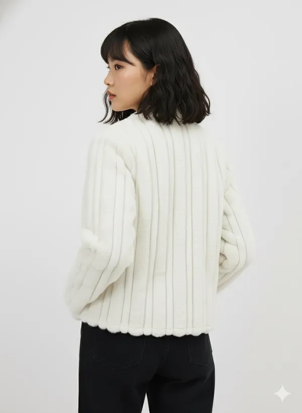 White_Premium_Fur_Single_Breasted_Coat_For_Women