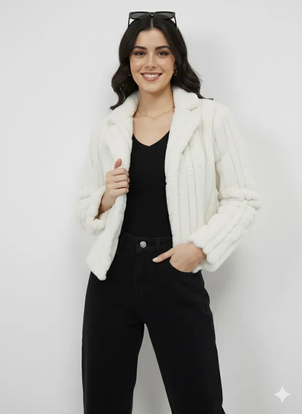 White_Premium_Fur_Single_Breasted_Coat_For_Women