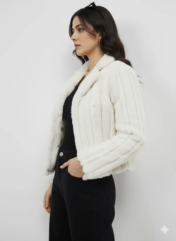 White_Premium_Fur_Single_Breasted_Coat_For_Women