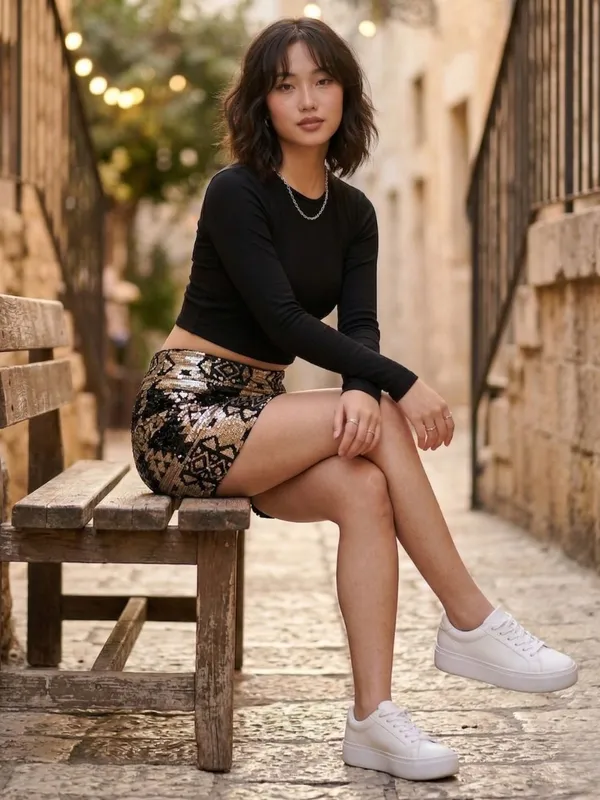 Black_Sequenced_Pencil_Mini_Skirt_For_Women