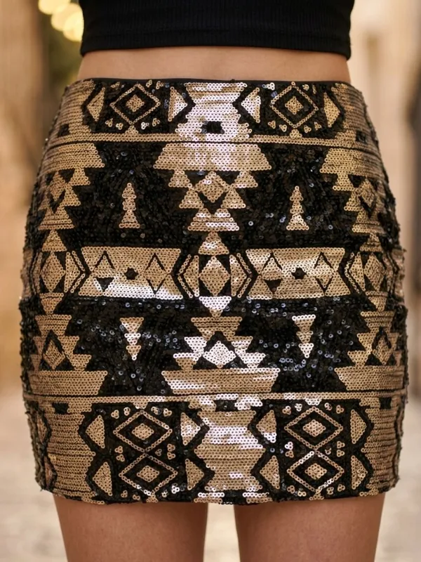Black_Sequenced_Pencil_Mini_Skirt_For_Women