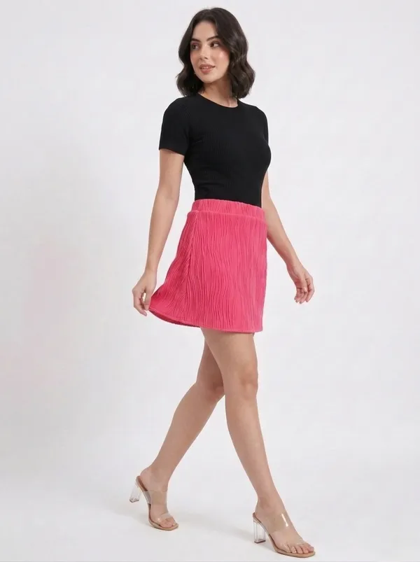 Fuchsia_Self_Design_Straight_Mini_Skirt_For_Women