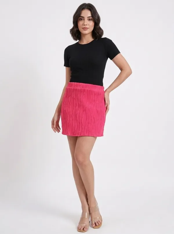 Fuchsia_Self_Design_Straight_Mini_Skirt_For_Women